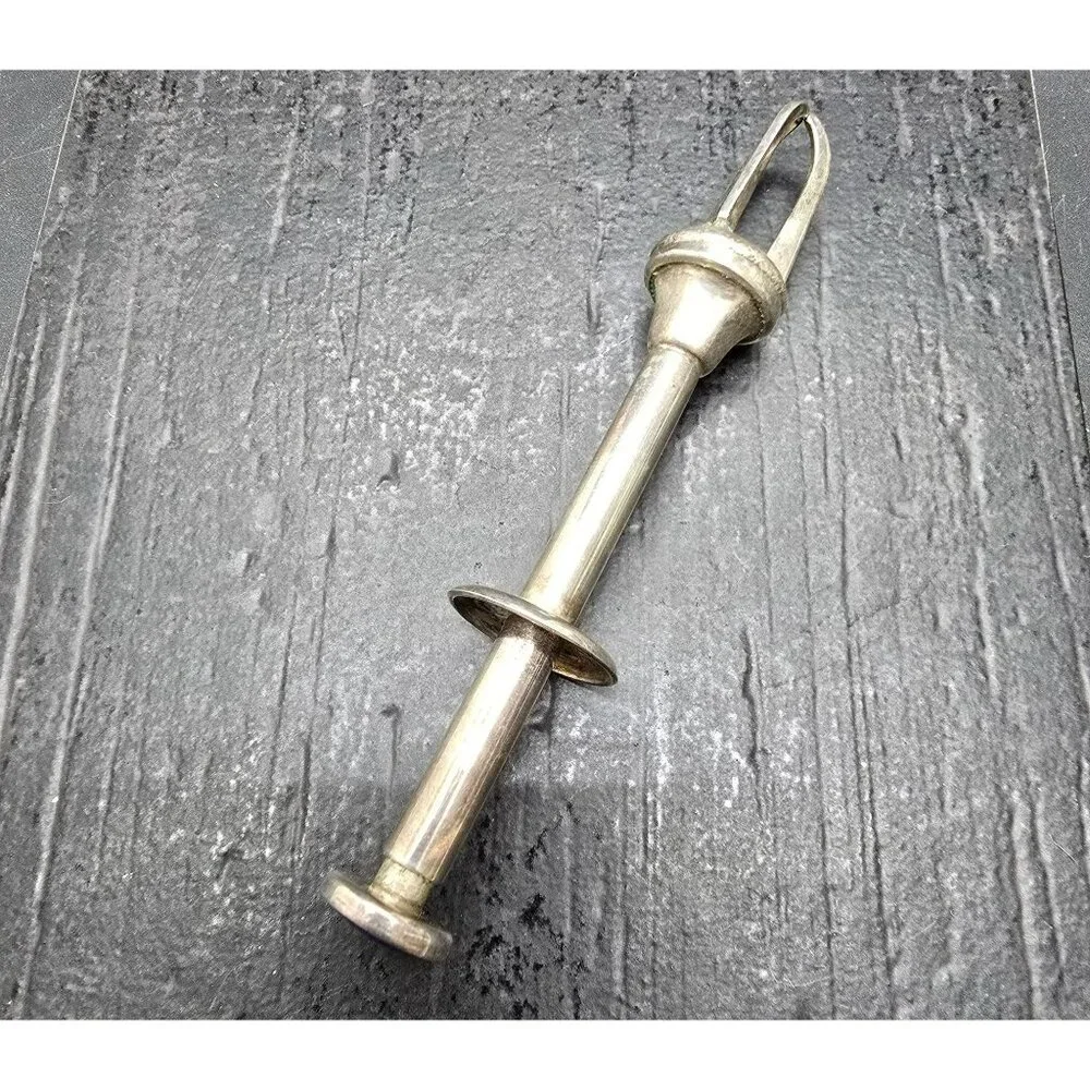 Vintage Silver Mechanical Sugar or Ice Tongs Blue Enamel Button Accents HS259
